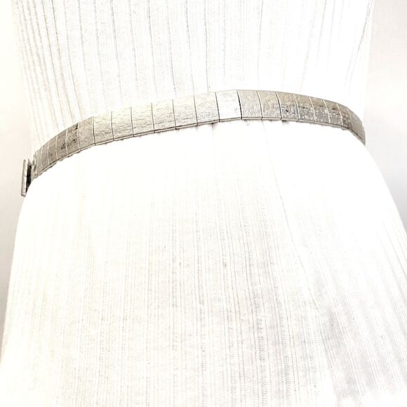 Frosted Silver ToneBelt Small XSmall Waist Segmented Skinny Link Metallic - Picture 4 of 11